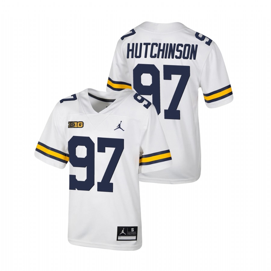 Michigan Wolverines Youth NCAA Aidan Hutchinson #97 White Untouchable College Football Jersey NSO2549UY